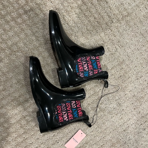 New JUICY COUTURE Romance Black Heart Graffiti MultiColor Rain Boots - Picture 9 of 16
